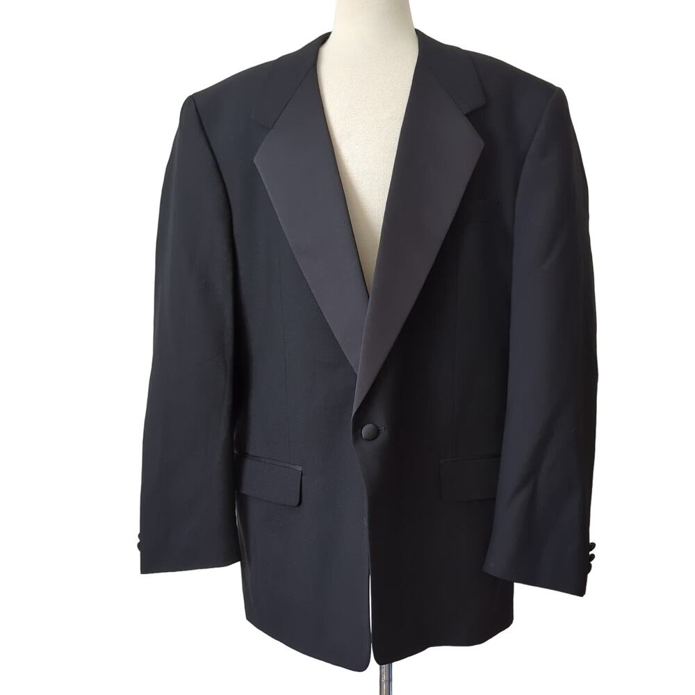 Pierre‎ Balmain Men’s 44R Tuxedo Jacket Blazer Black Dinner 100% Wool SB Notch